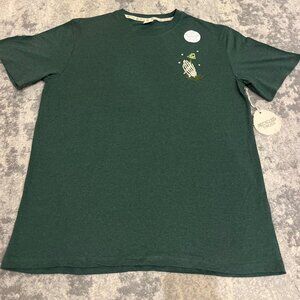 Recycle Threads t-shits Large Green dark color with design.